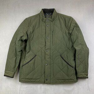 J Crew Mens Sussex Jacket Large Olive Green Quilted Full Zip Primaloft Insulated